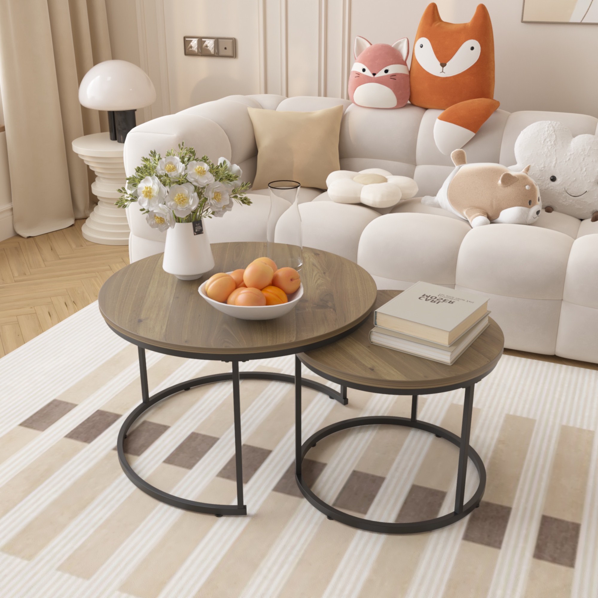 Fresh Look at Nesting Coffee Table Set Of 2 27 6Inch Industrial Wood