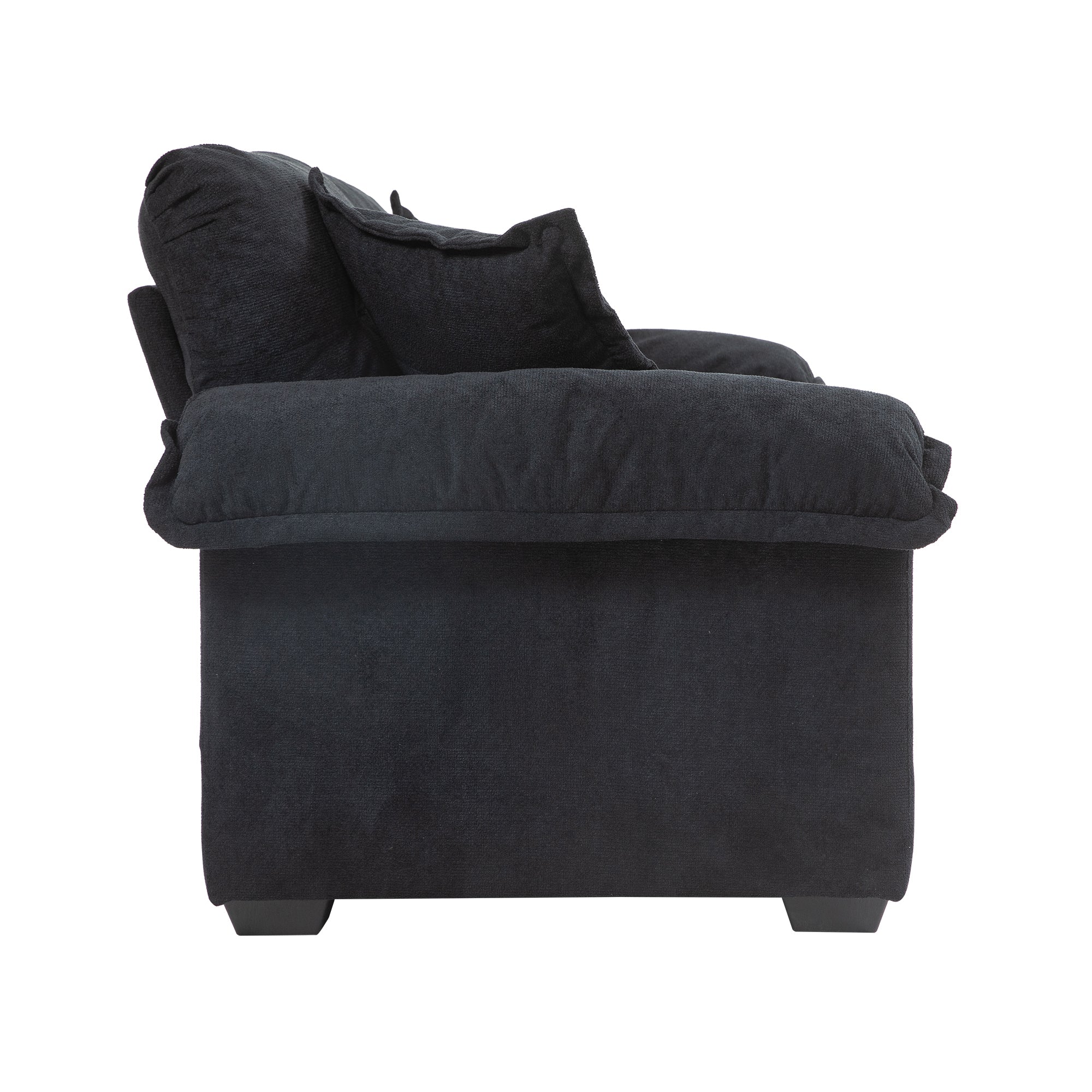 84' Chenille Sofa Small Sofa Loveseat Deep Seat Sofa Couch - Black