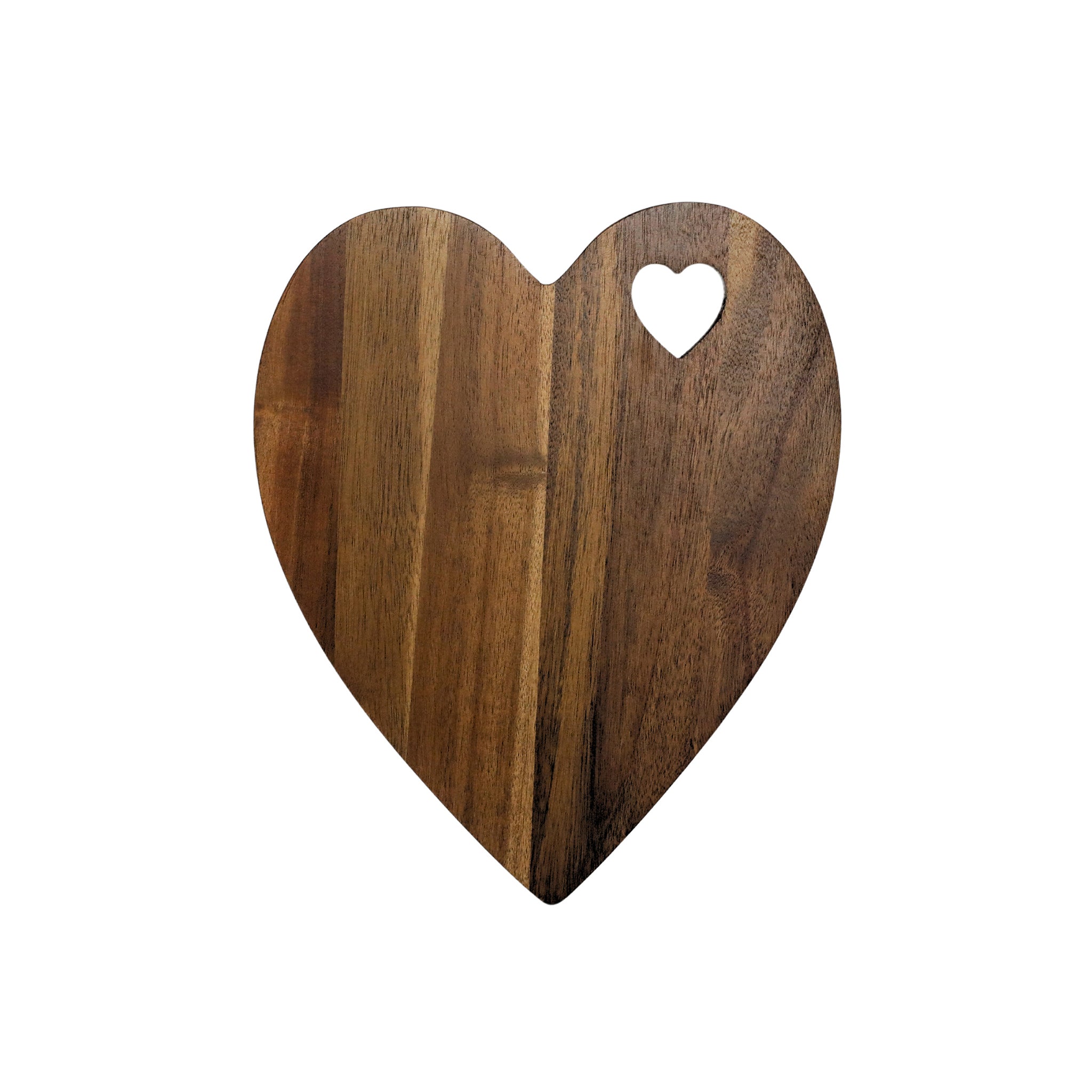 Heart Shaped Acacia Wood Serving Board - 9.75" x 12"