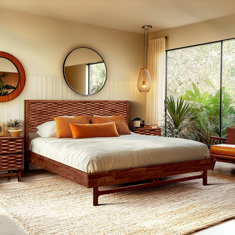 Acacia Elara Platform Bed Frame with Headboard