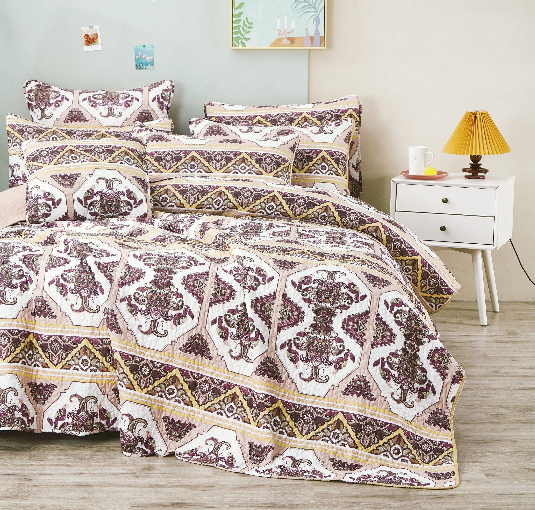 Majestic Oriental Kilim Bedspread - Coverlet w/ Shams
