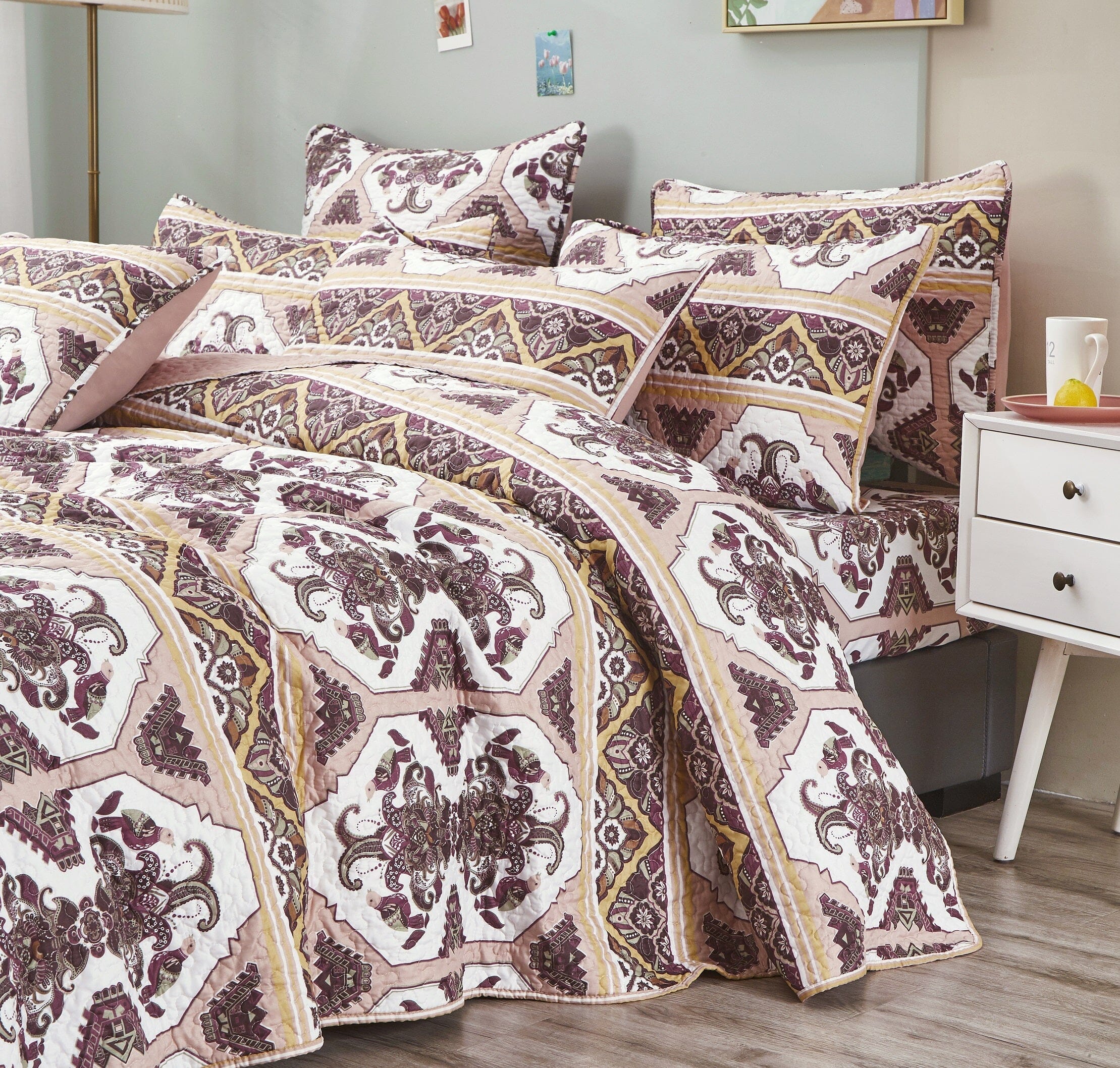Majestic Oriental Kilim Bedspread - Coverlet w/ Shams