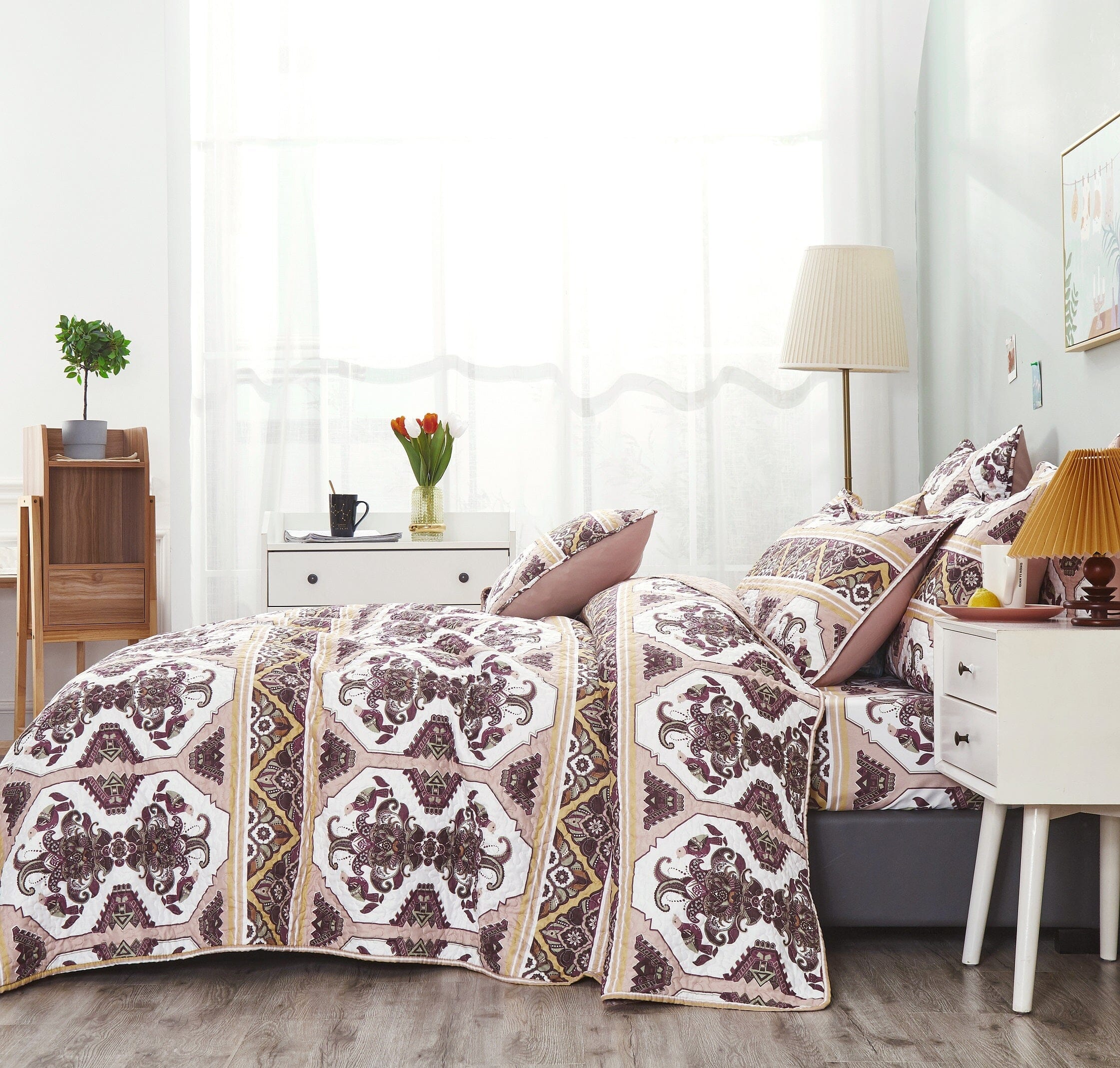 Majestic Oriental Kilim Bedspread - Coverlet w/ Shams