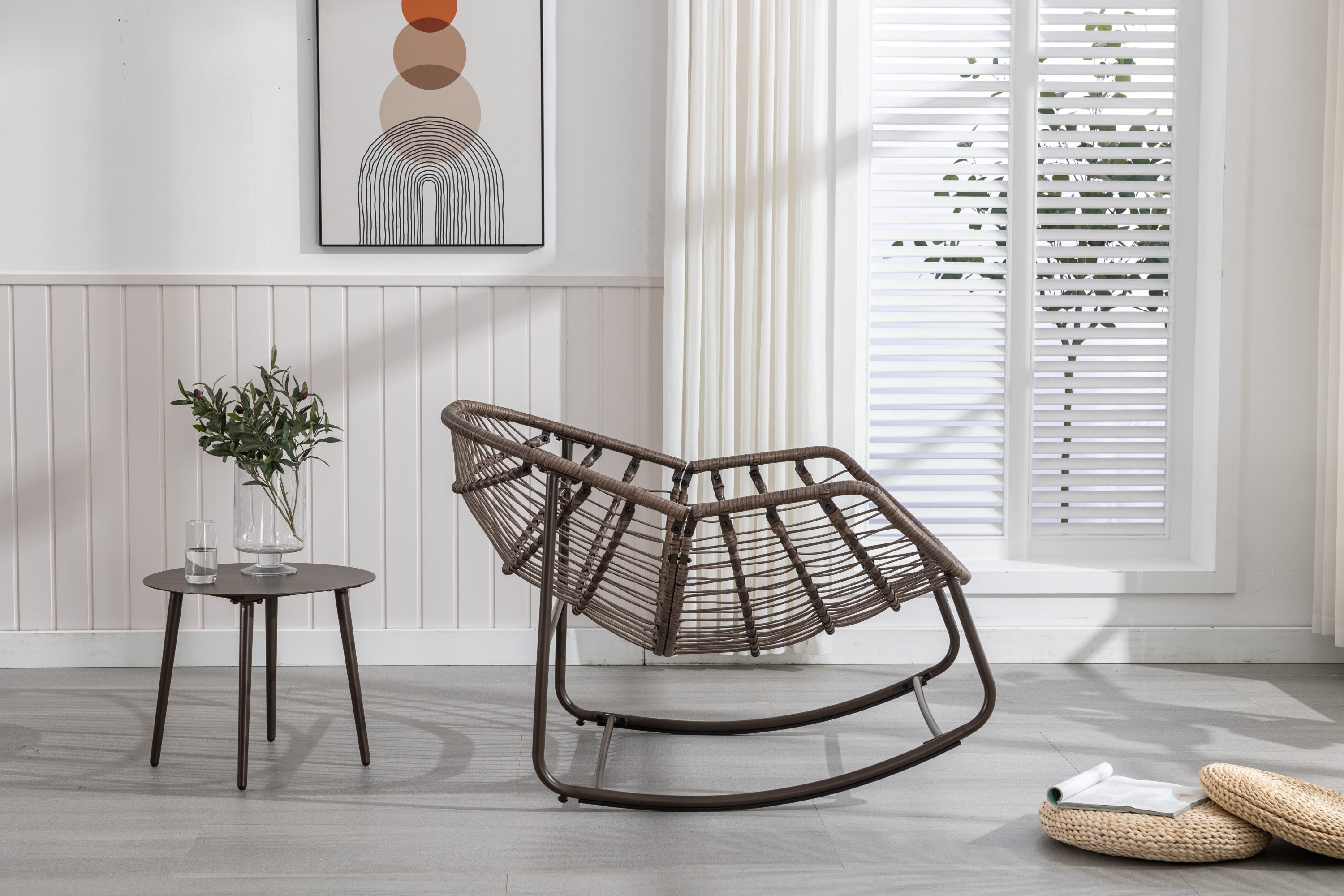 Outdoor Rattan Rocking Chair, Grey