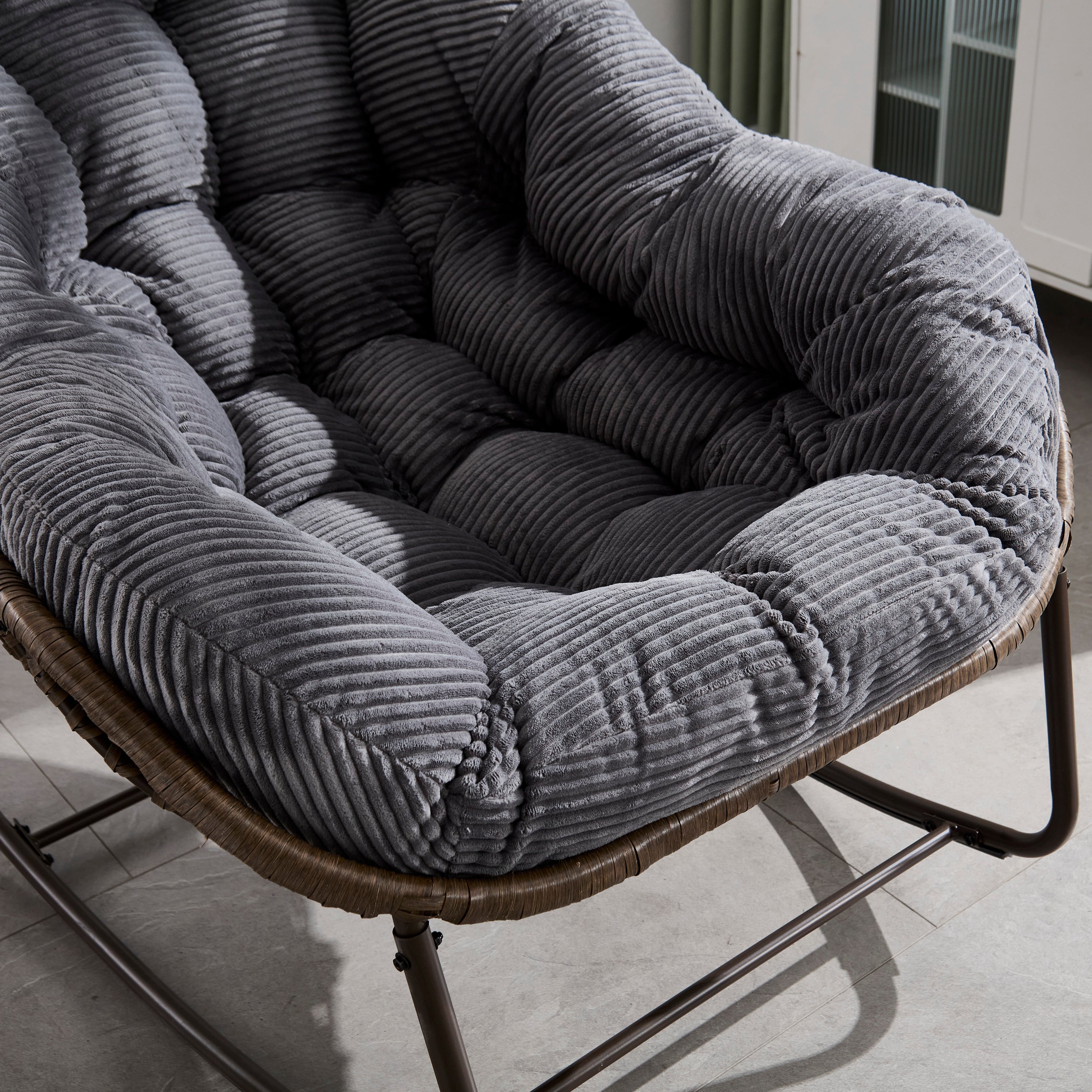Outdoor Rattan Rocking Chair, Grey