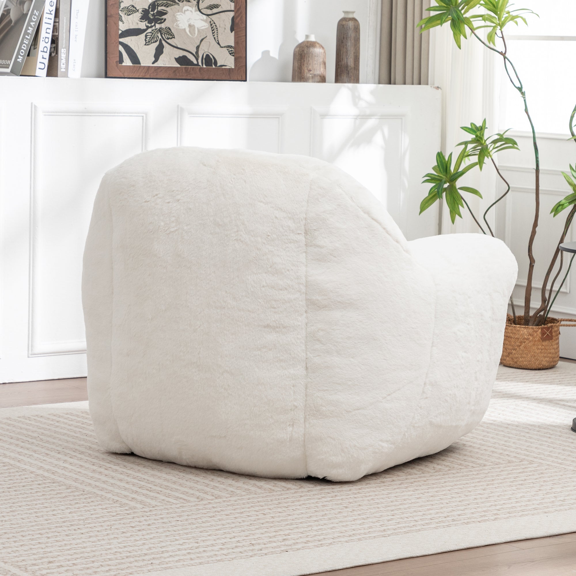 Bean Bag Chair, Comfy Bean Bag Sofa with Back Support - White