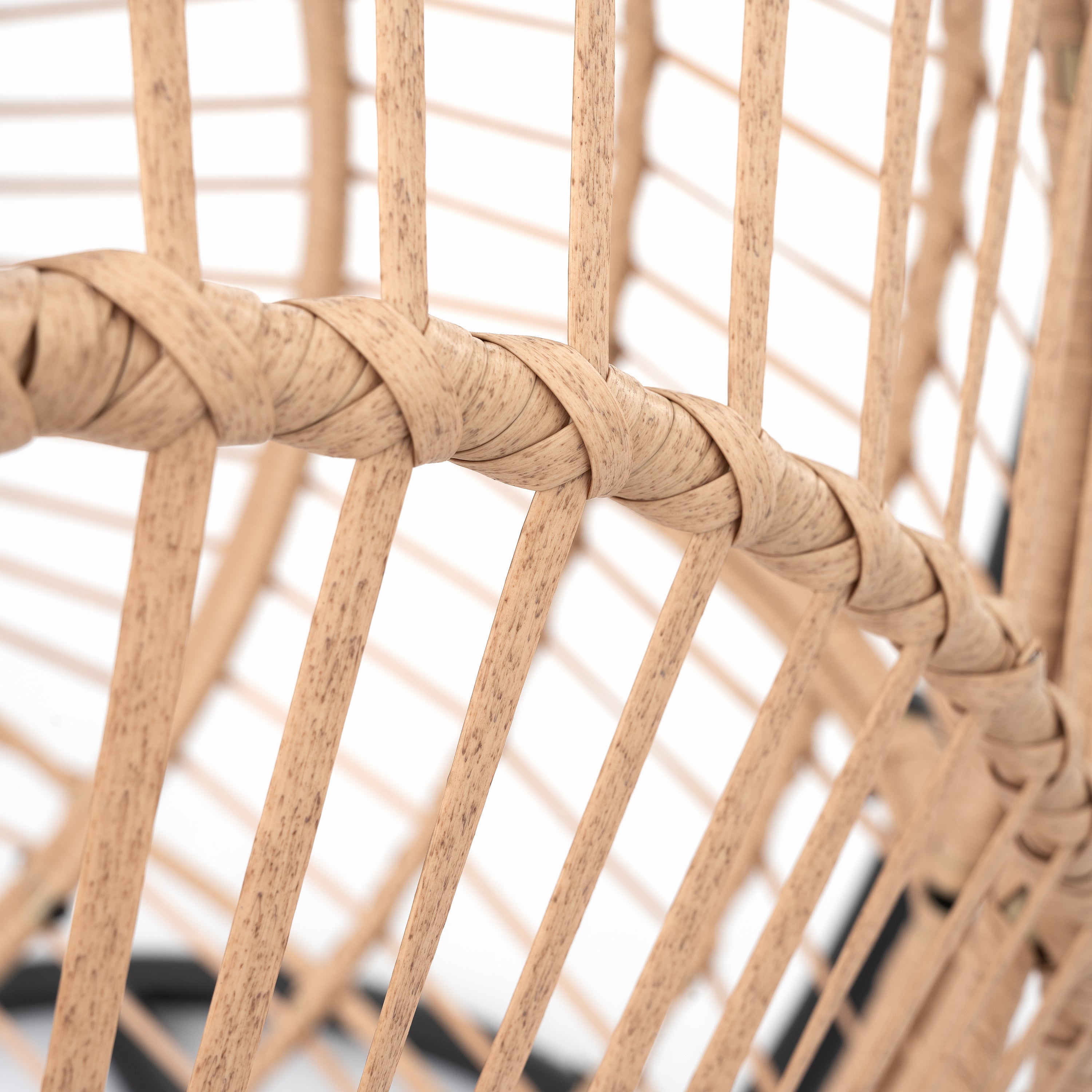 Swing Egg Chair Natural Color Wicker with Beige Cushion