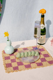 Lavender checked Placemat, Rectangular Raffia Tabletop