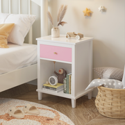 26.77''H Wooden Nightstand with One Drawer , Pink