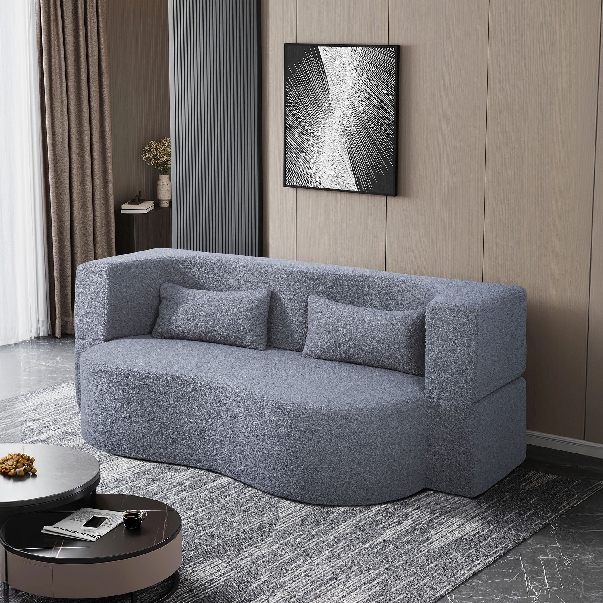 2 In 1 Convertible Full Size Folding Loveseat Couch