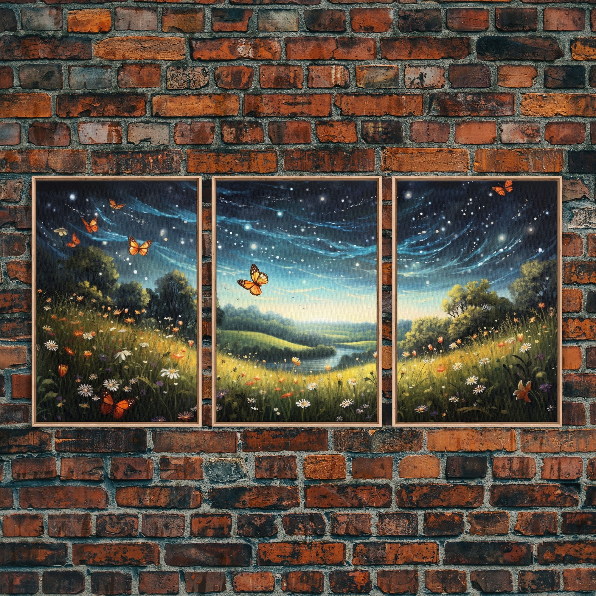 Wildflower Meadow Canvas Print, 3 Piece Wall Art