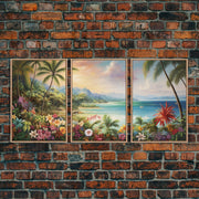 Tropical Wall Art, Canvas Print, Set Of 3 Prints