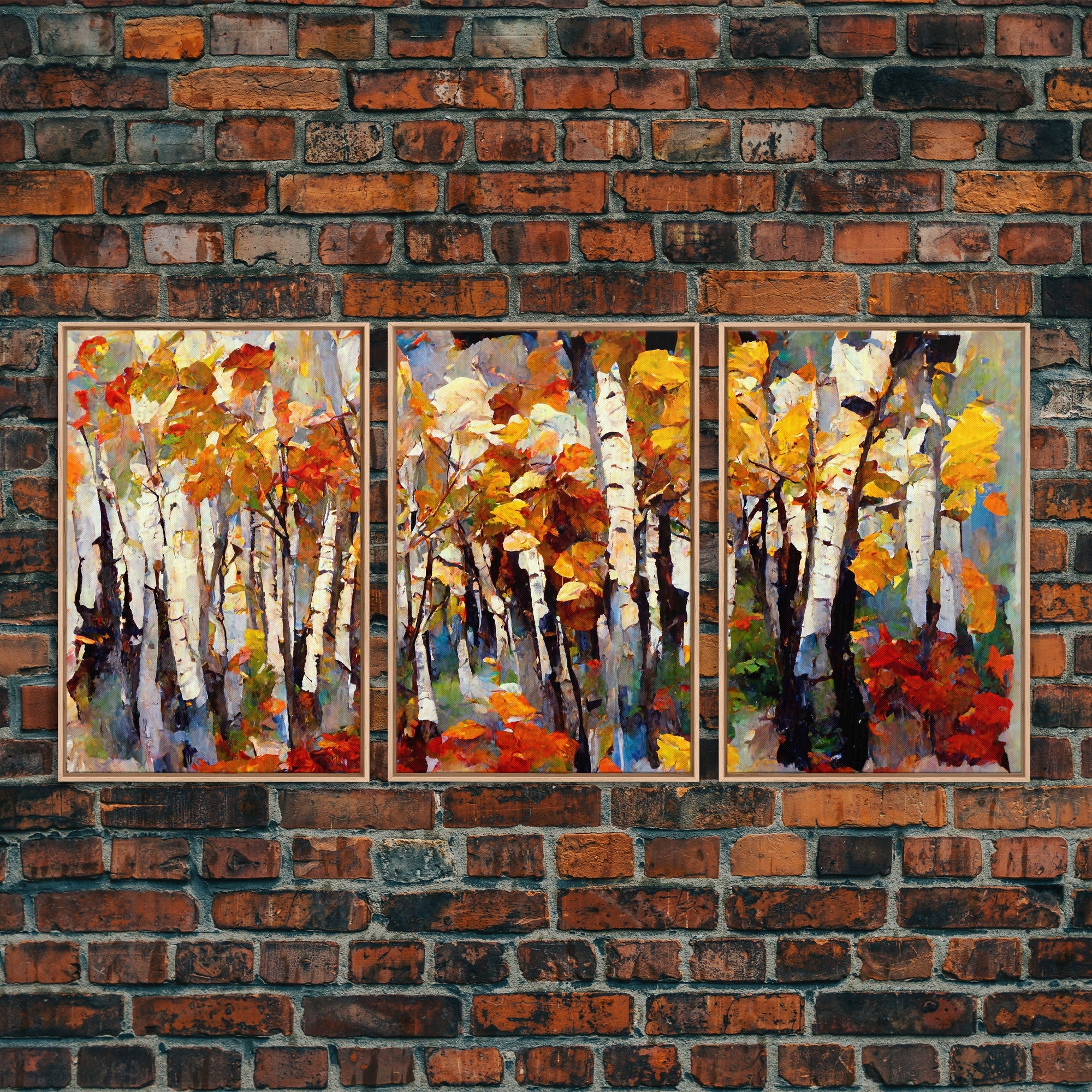 Birch Forest Watercolor, 3 Piece Wall Art, Canvas Print