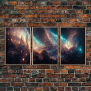 Galaxy of Stars, String Theory, 3 Piece Wall Art, Ready To Hang Canvas Print