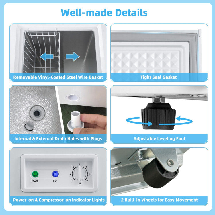 3.5/5 Cu.ft Compact Chest Freezer with Basket