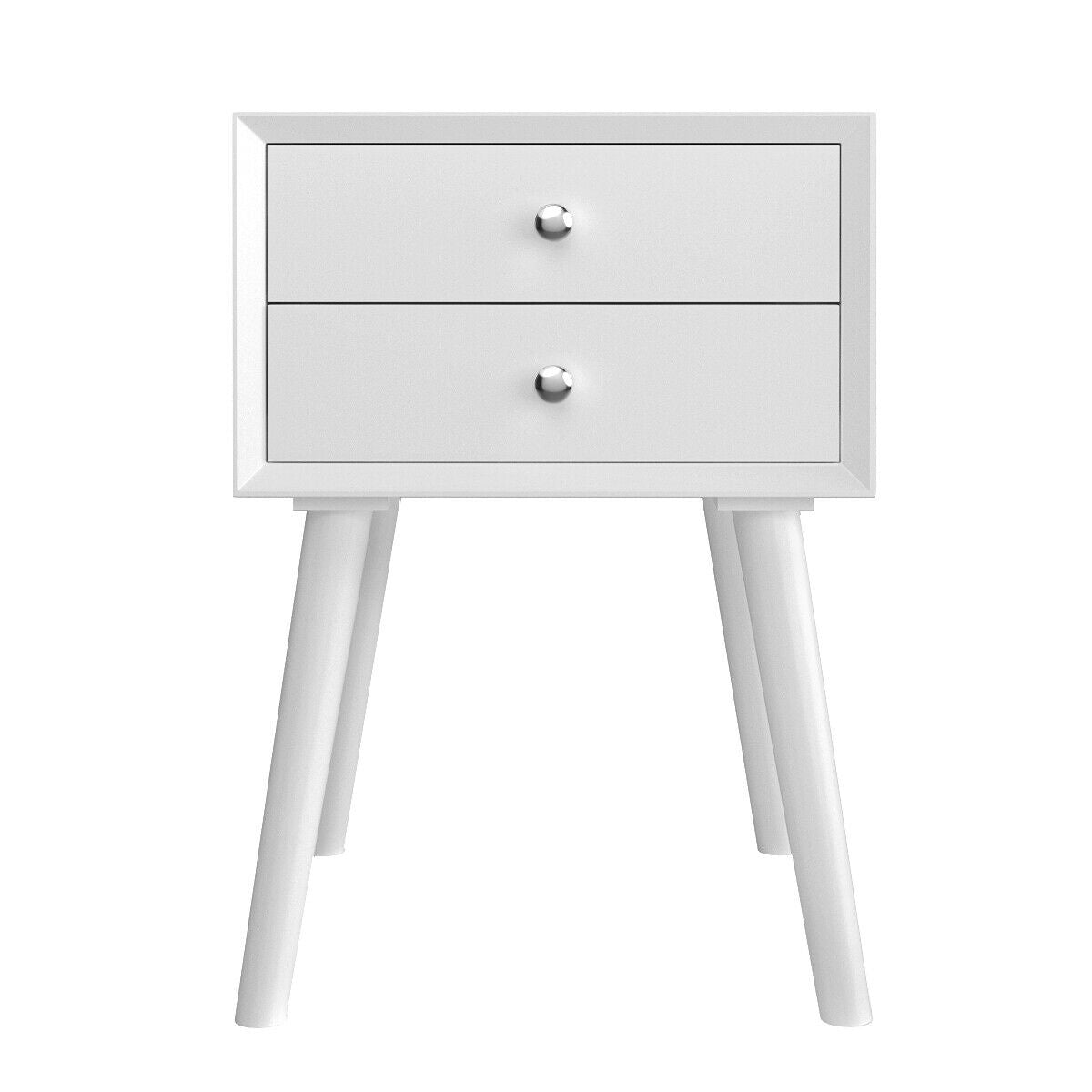 Wooden Nightstand with 2 Storage Drawers-White