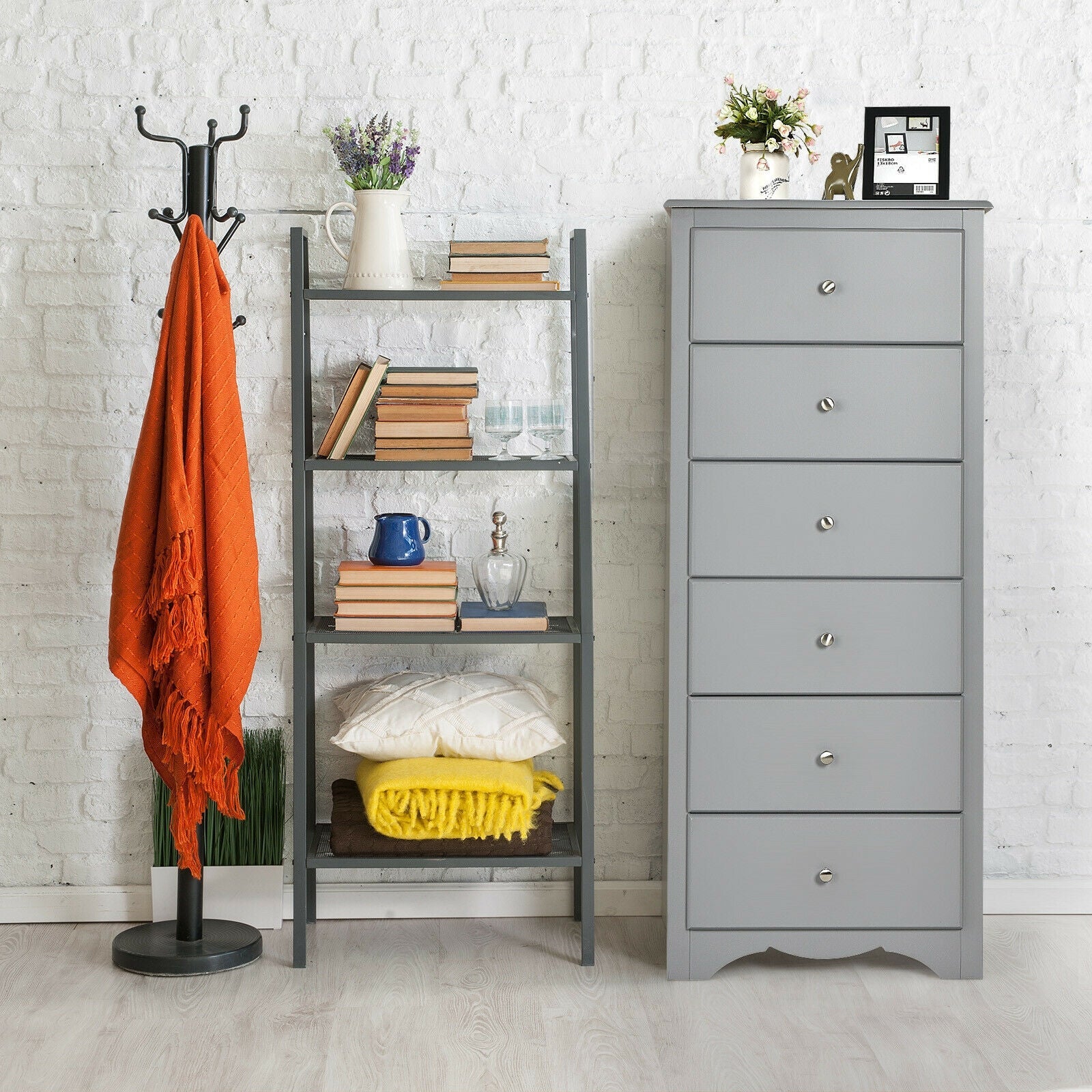 6 Drawers Chest Dresser - Gray