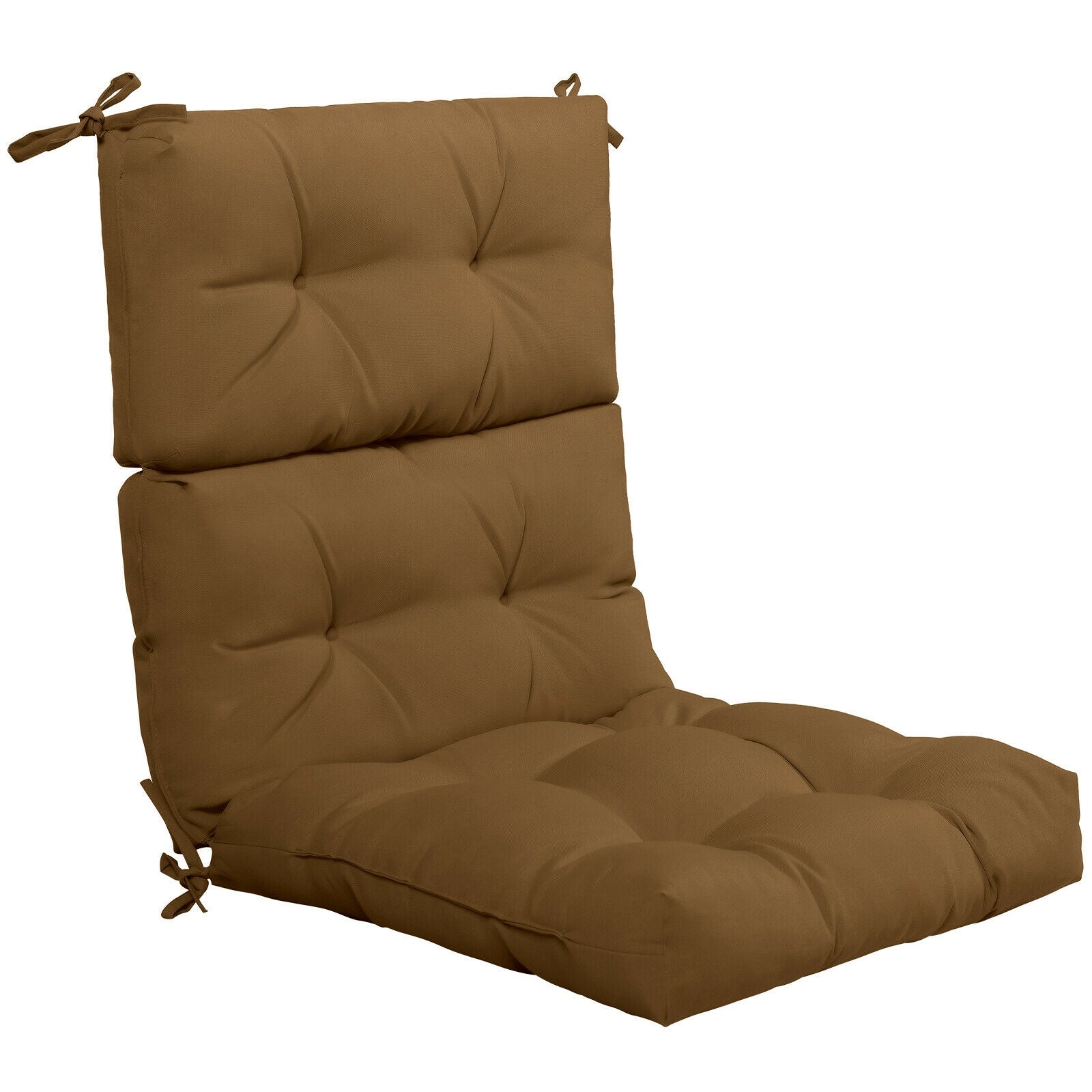 22 x 44 Inch Tufted Outdoor Patio Chair Seating Pad - Brown