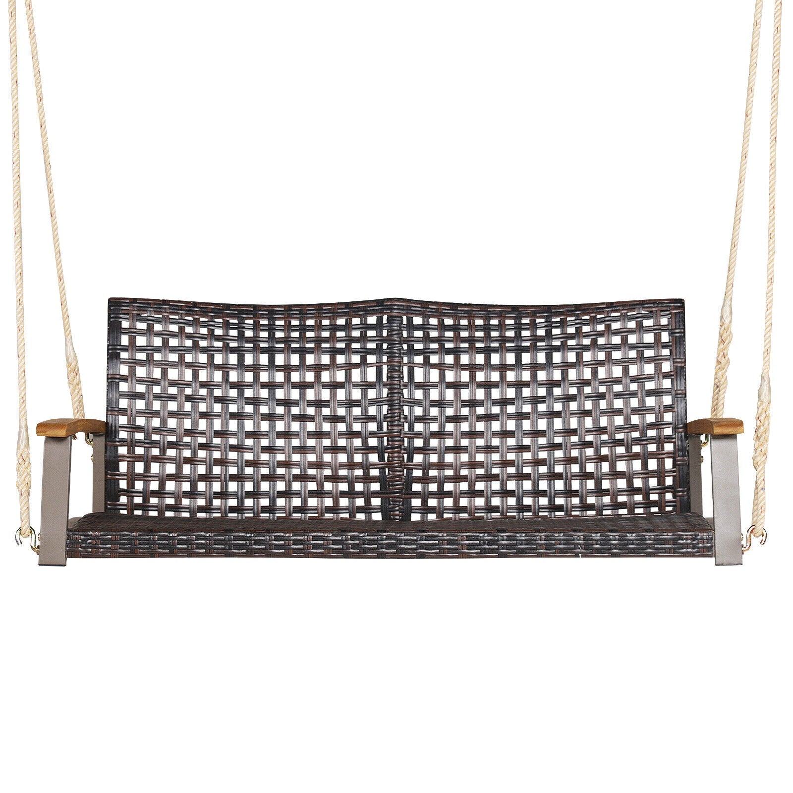 2-Person Rattan Hanging Porch Swing Chair - Red