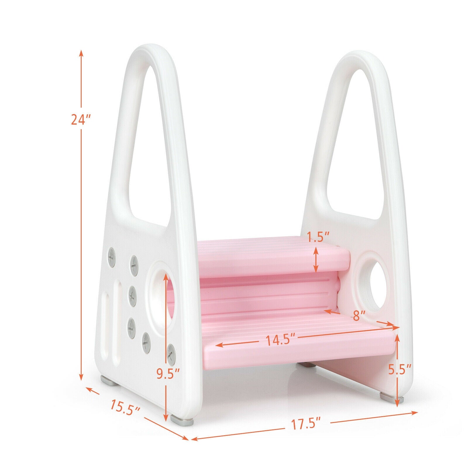 Kids Step Stool Learning Helper with Armrest -Pink