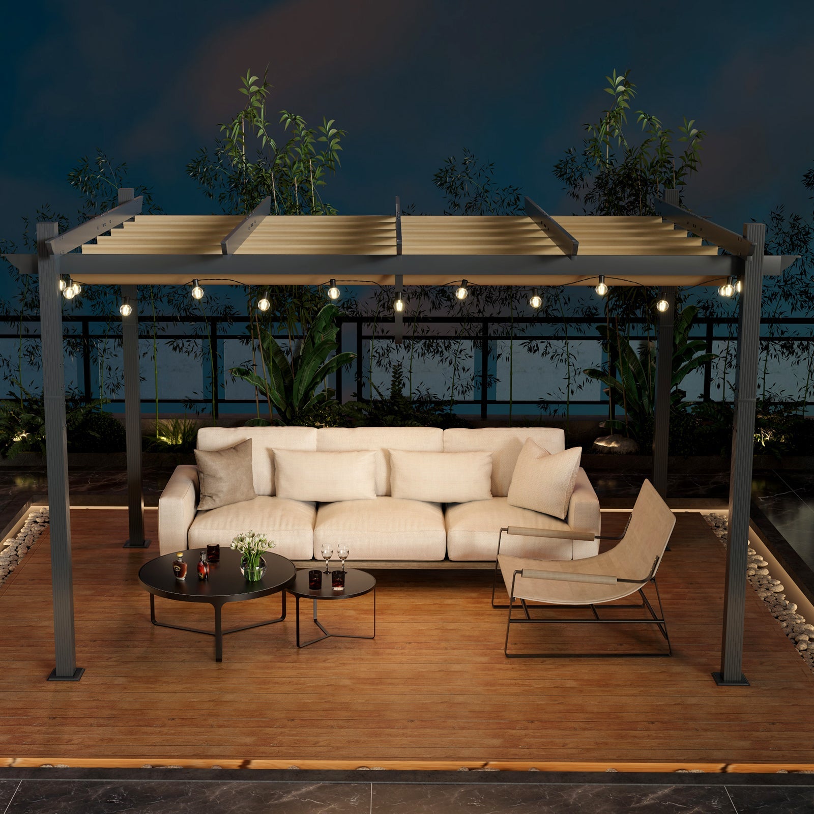 Linensnthings.com 10 x 13 Feet Outdoor Aluminum Retractable Pergola ...