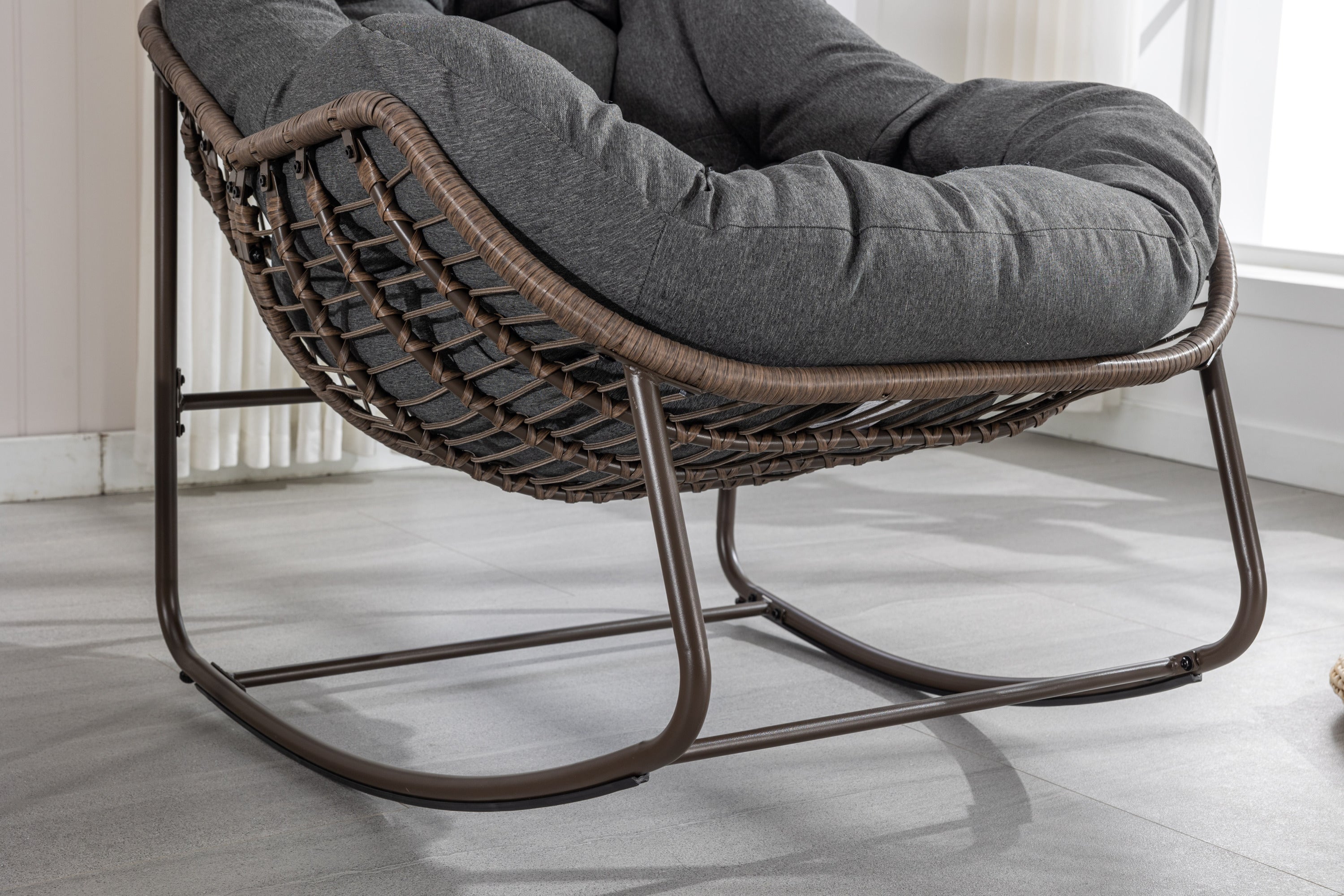 Outdoor Rattan Rocking Chair, Grey