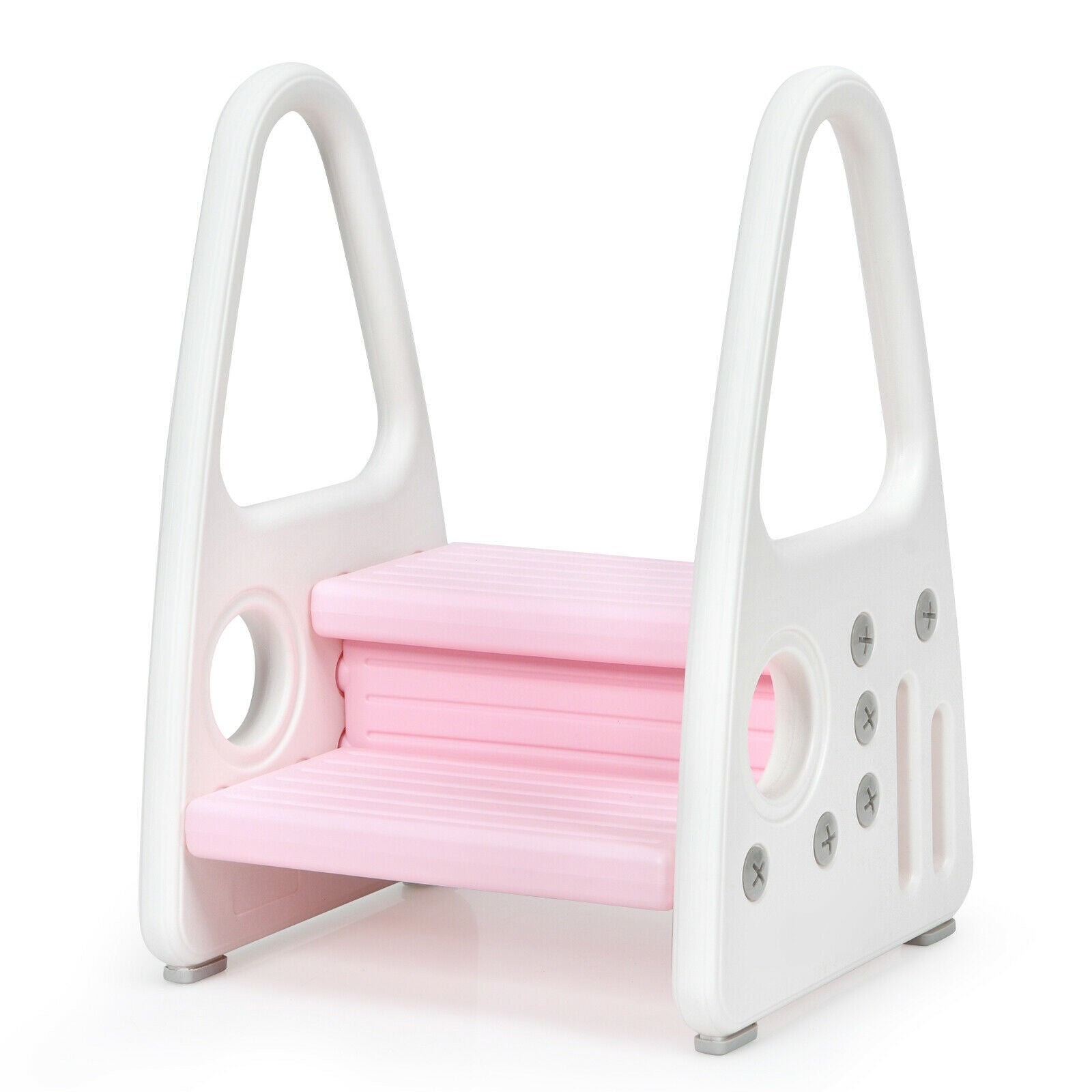 Kids Step Stool Learning Helper with Armrest -Pink