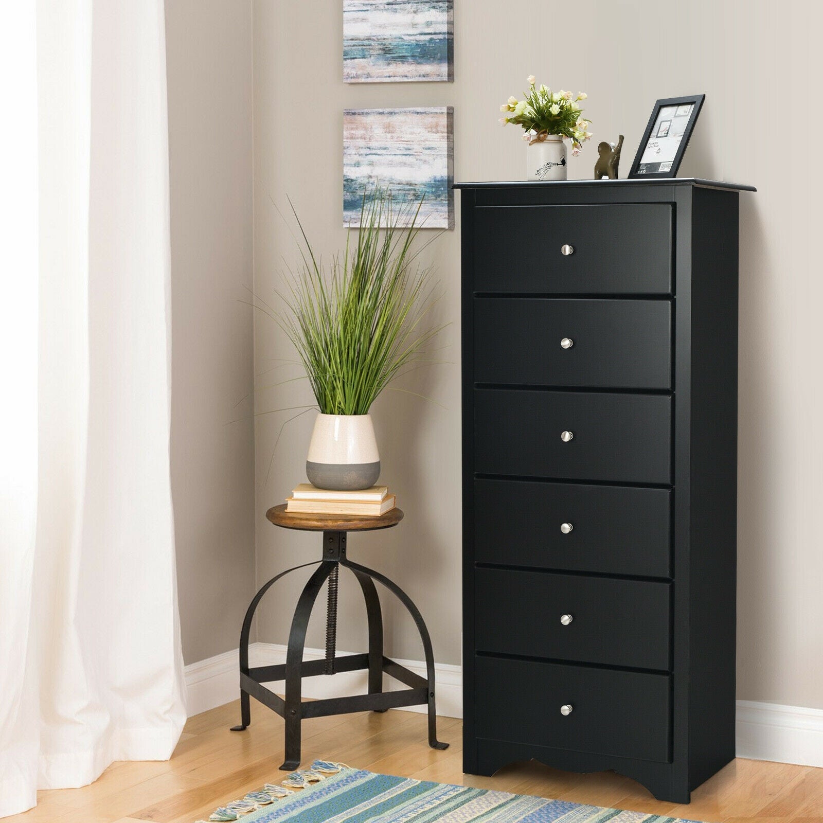 6 Drawers Chest Dresser - Black