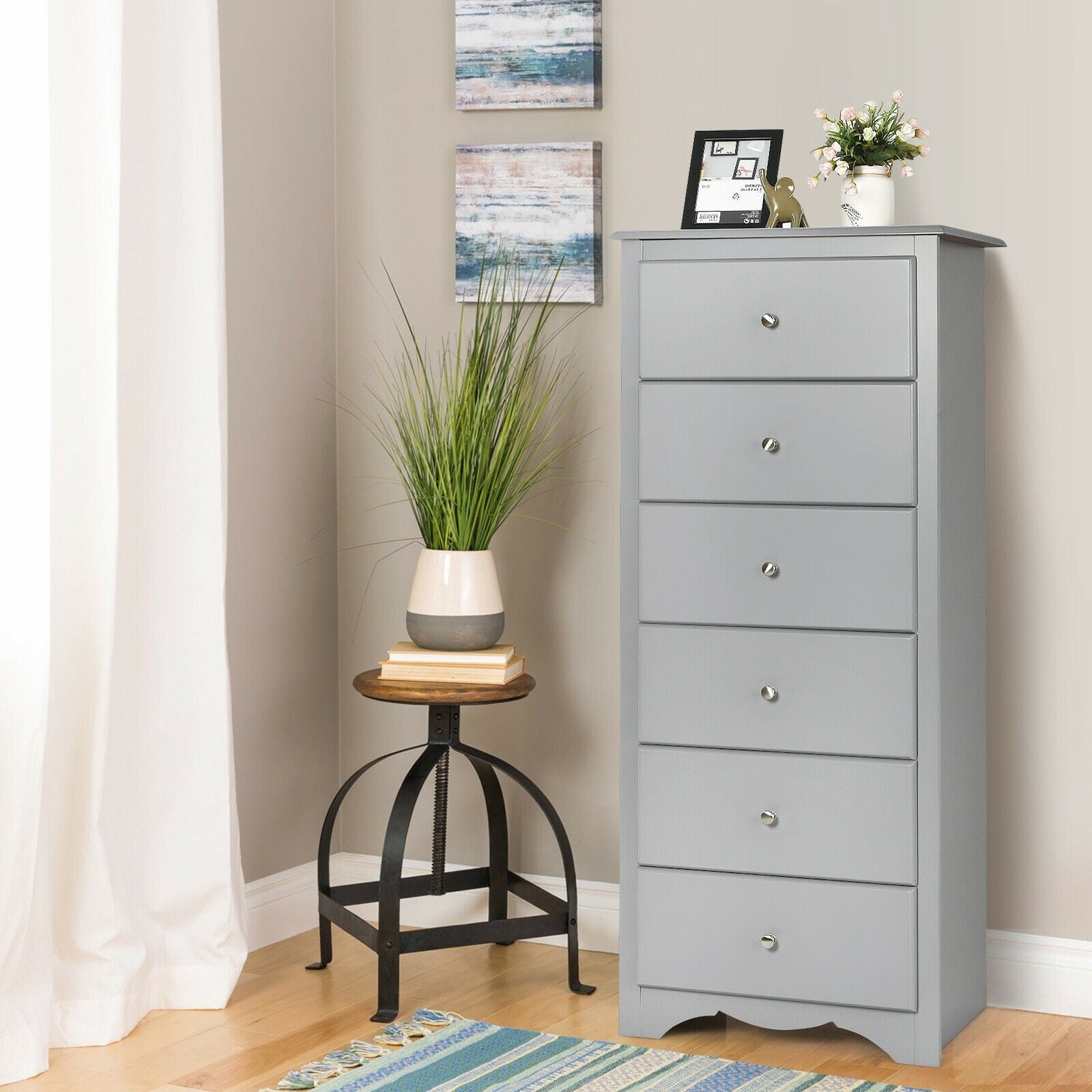 6 Drawers Chest Dresser - Gray