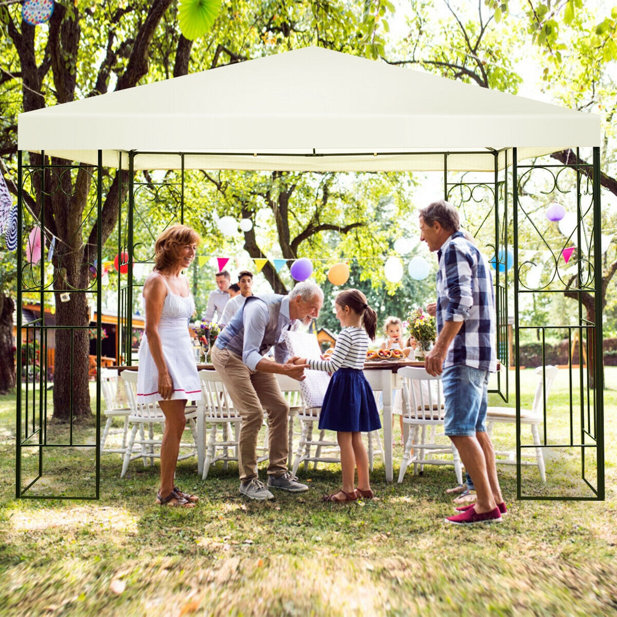 10 x 10 Feet Patio Gazebo, Canopy Tent, Garden Shelter
