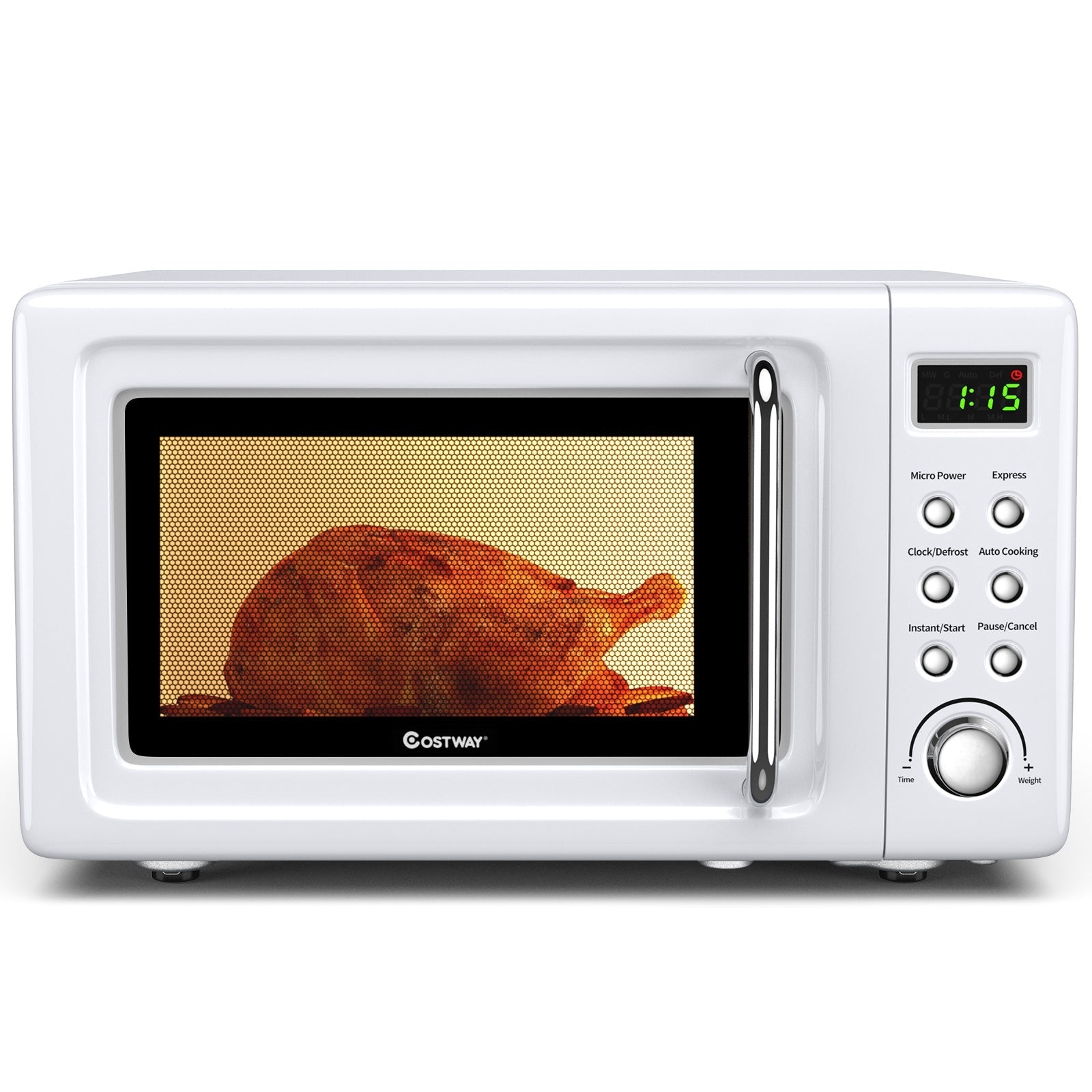 700W Retro Countertop Microwave Oven - White