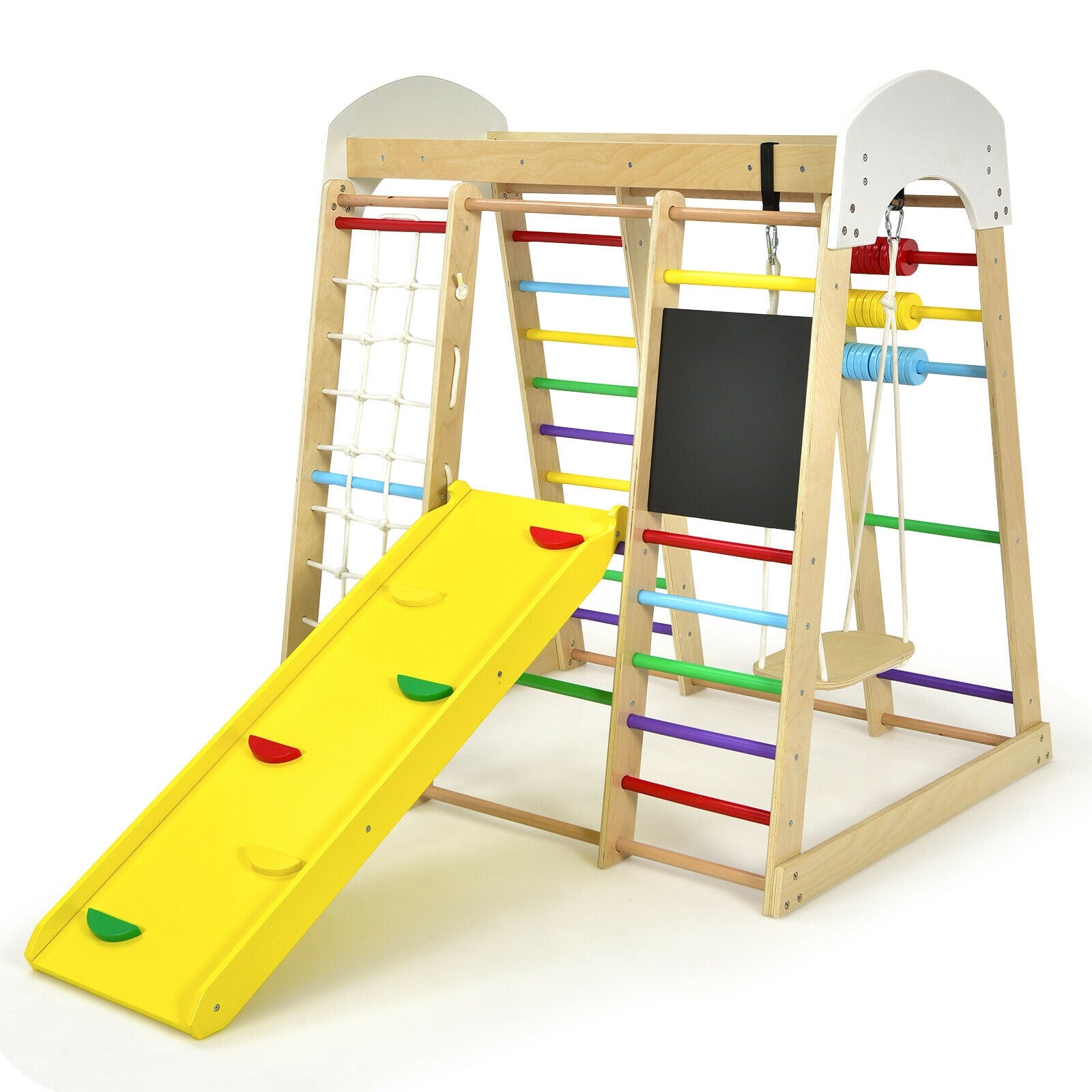 Indoor Wooden 8-in-1 Climber Playset for Children-Multicolor