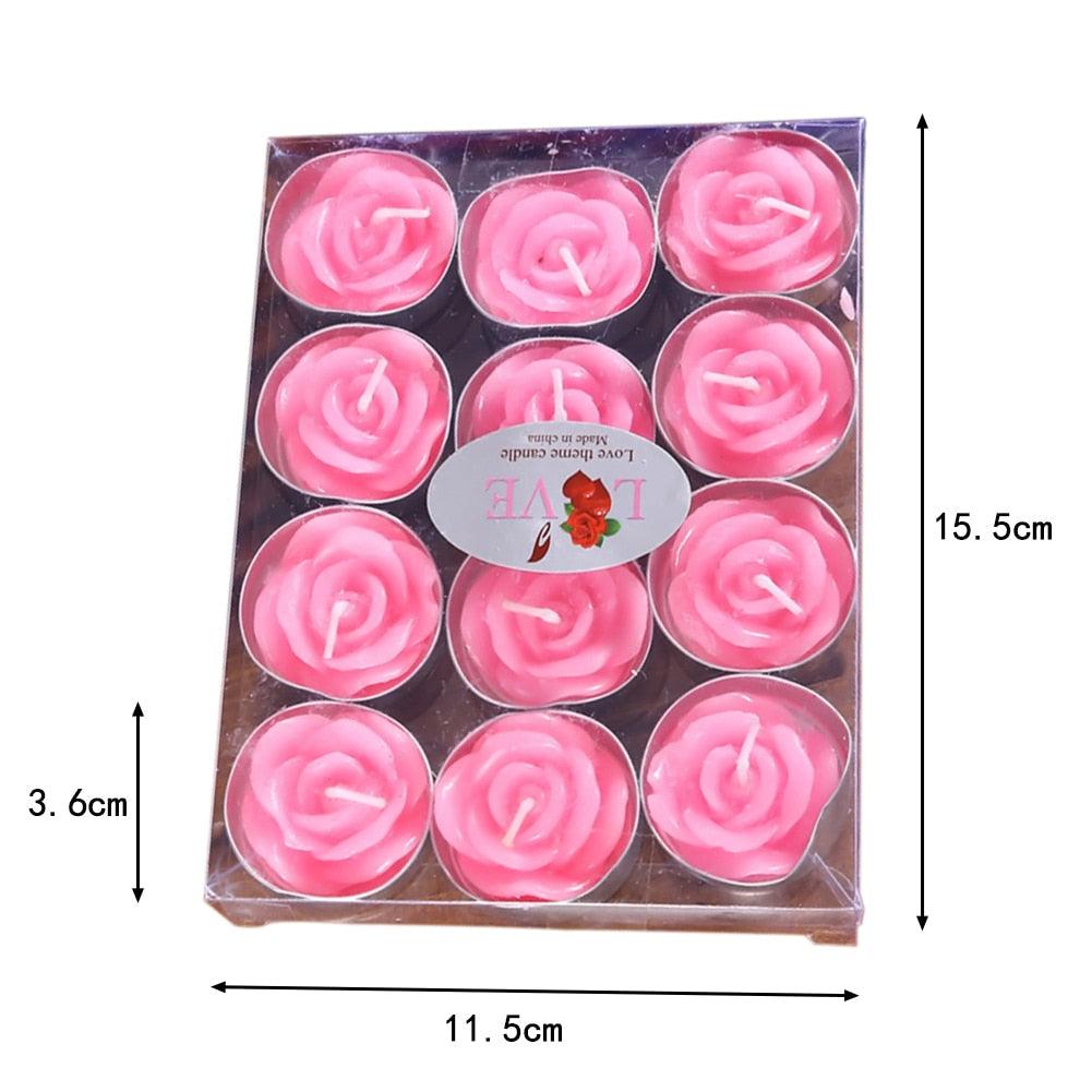 12 pieces set Valentine's Day Rose Candles