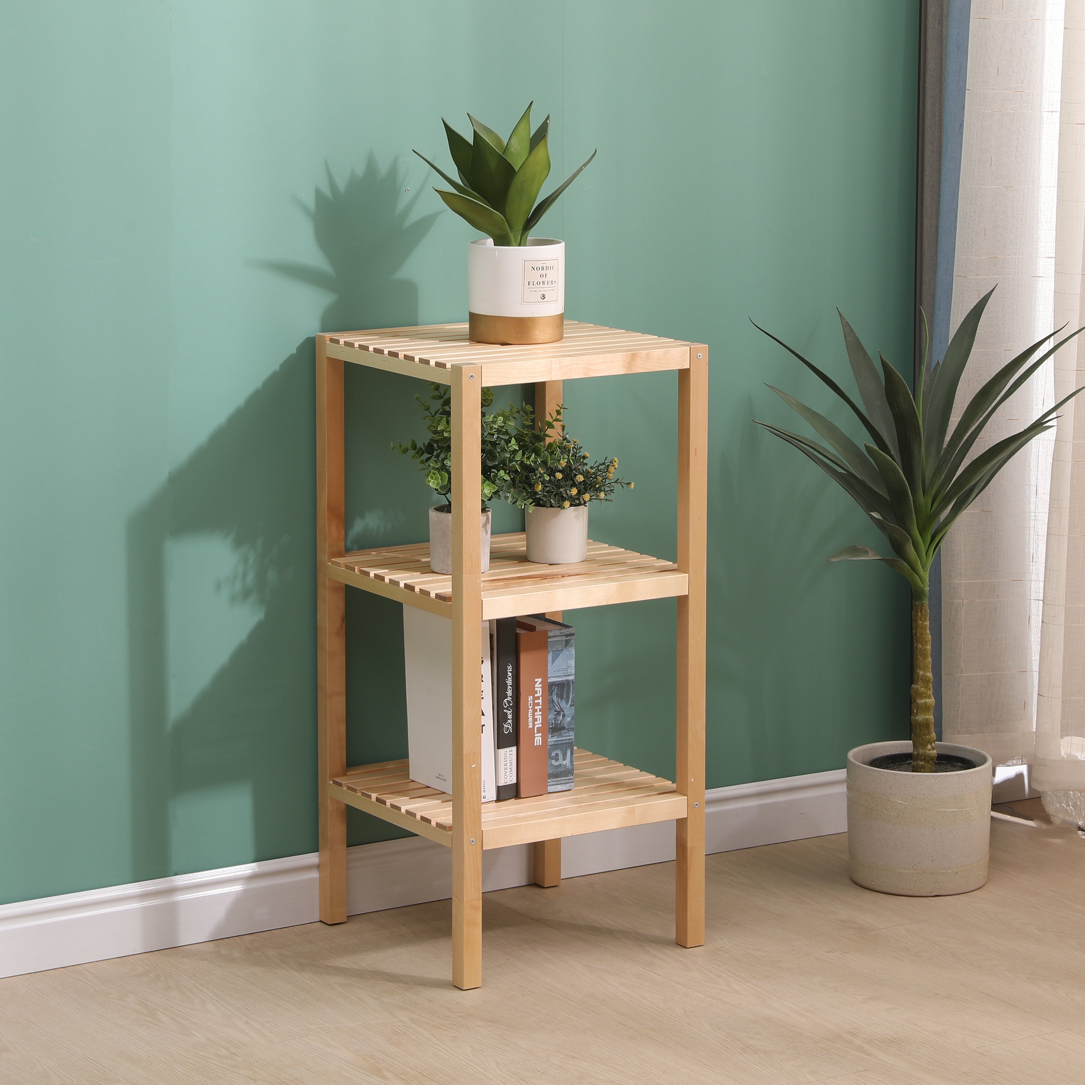 3-Tier Birch Bathroom Shelf, Multifunctional Storage Rack