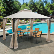 12’ x 10’ Outdoor Double Top Patio Gazebo - Beige