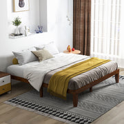 14 Inch King Size Platform Bed Frame with Wood Slat Support-Walnut