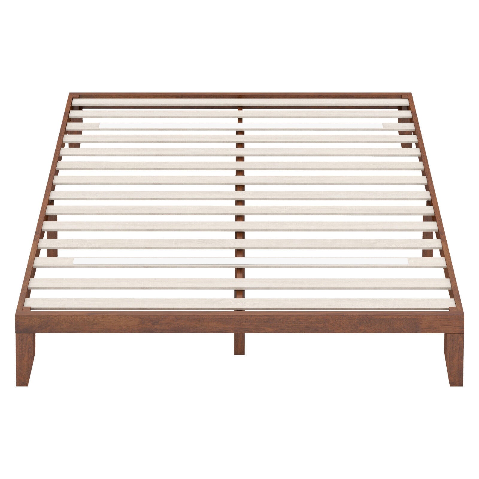 14 Inch King Size Platform Bed Frame with Wood Slat Support-Walnut