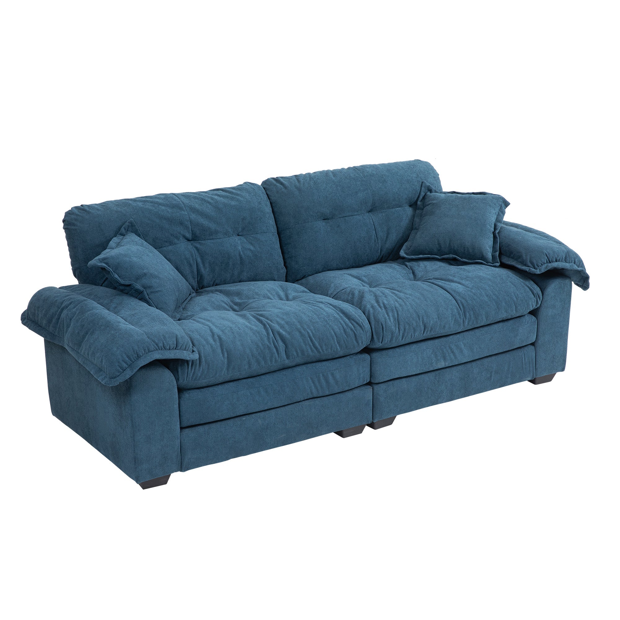 84' Chenille Sofa Small Sofa Loveseat Couch, Blue