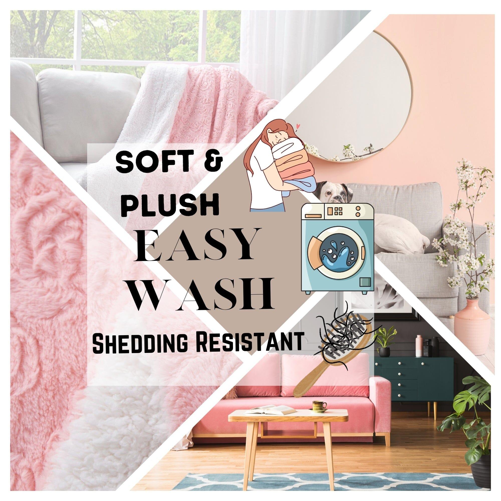 Luxury Blossom Pink Rose Buds Faux Fur Throw Blanket