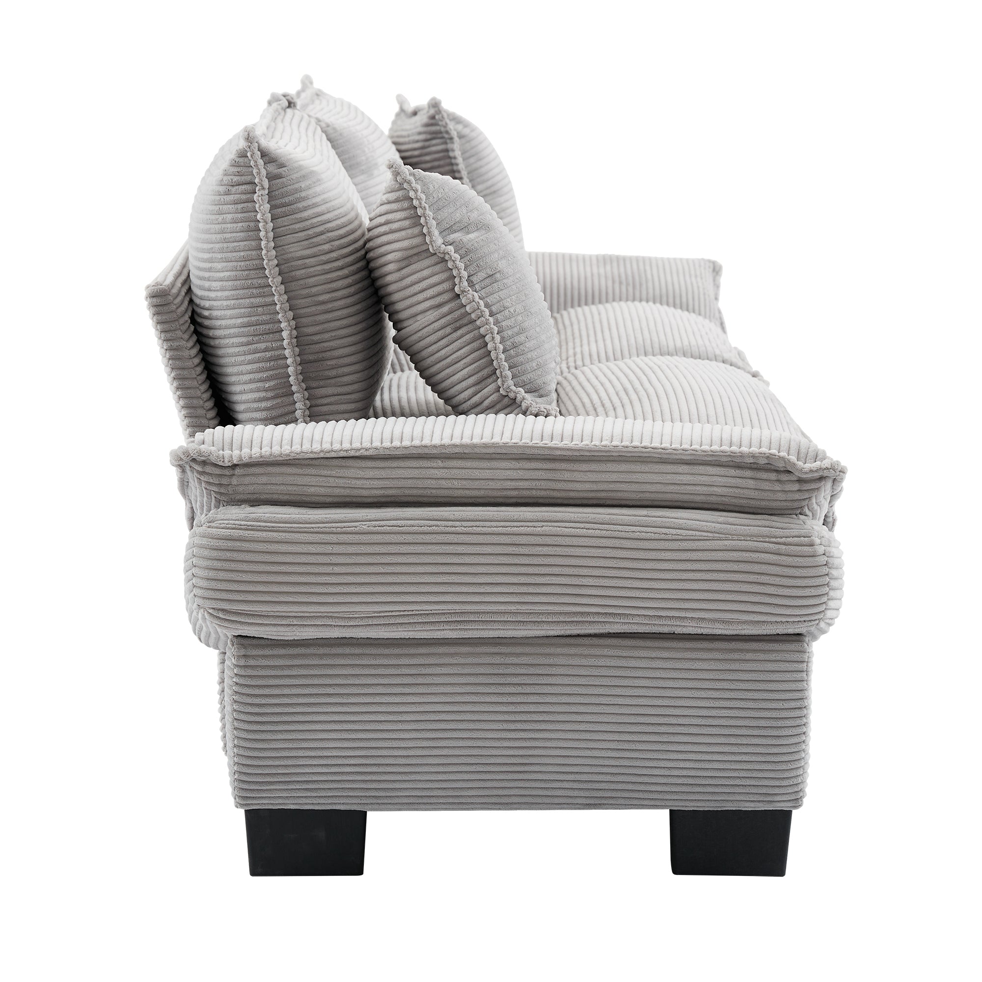 Corduroy Sofa Sleeper Couch with Pillows - Light Grey