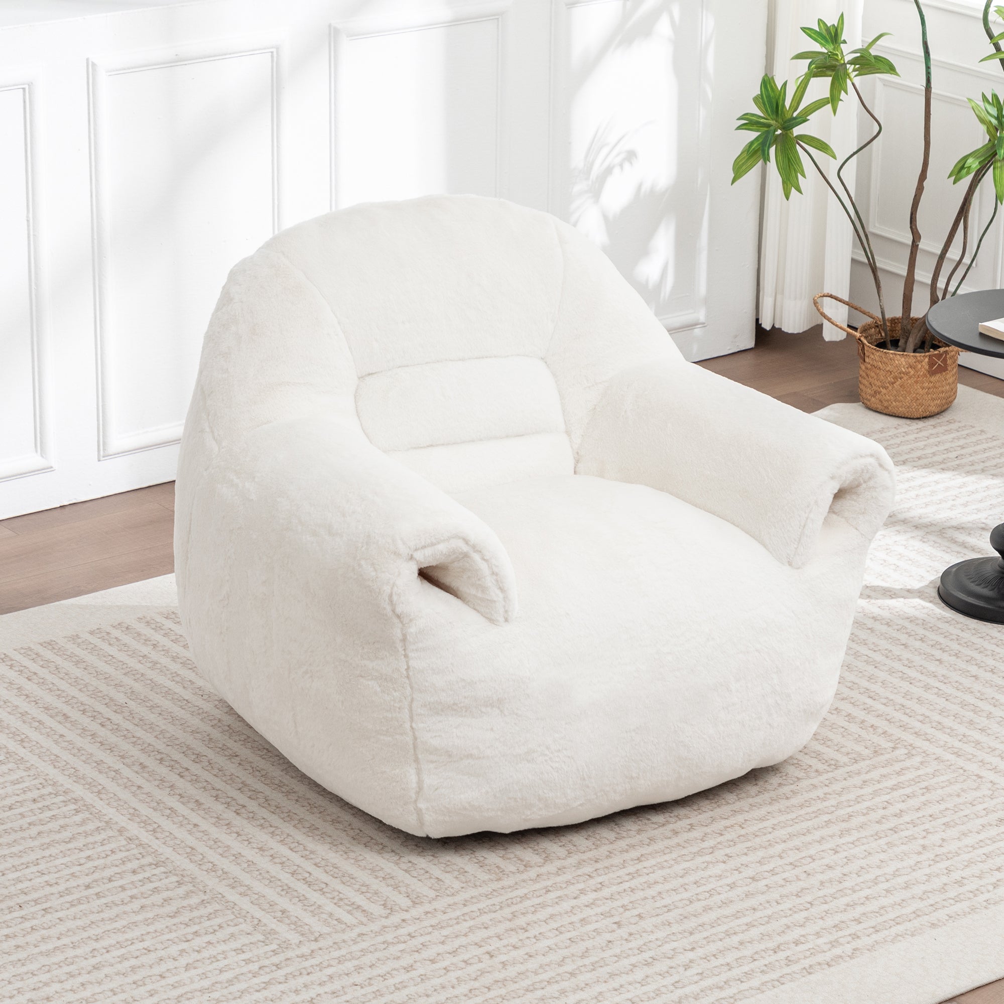 Bean Bag Chair, Comfy Bean Bag Sofa with Back Support - White