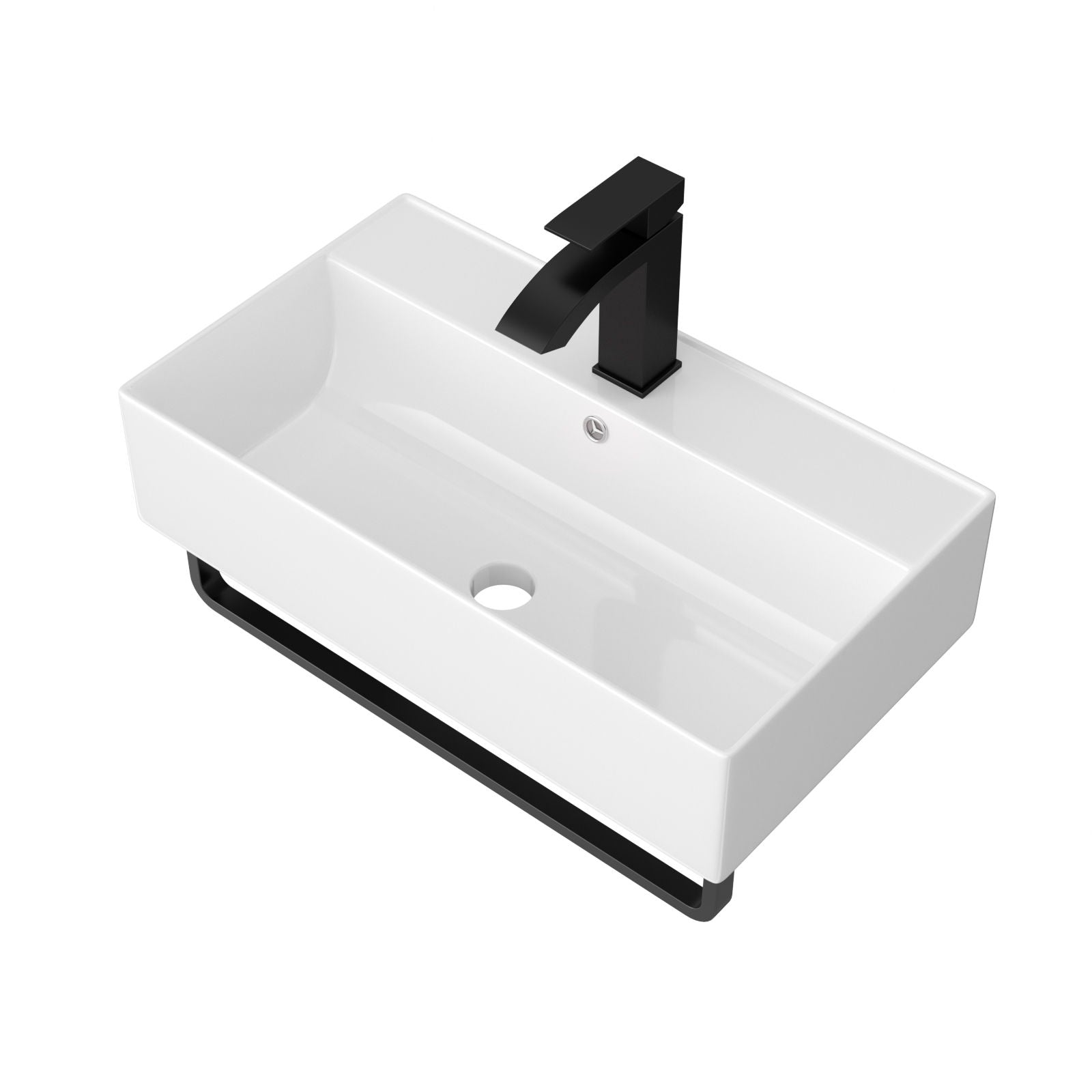 Wall Mounted Rectangular Bathroom Sink With Towel Bar by Couch