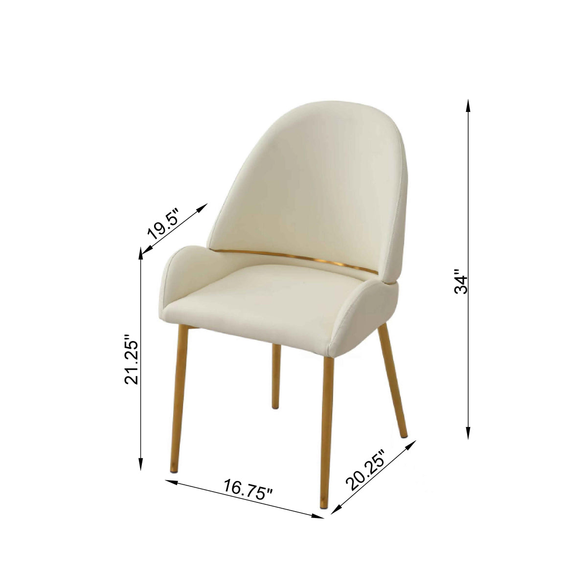 Dining Chair with PU Leather, Beige (Set of 2)
