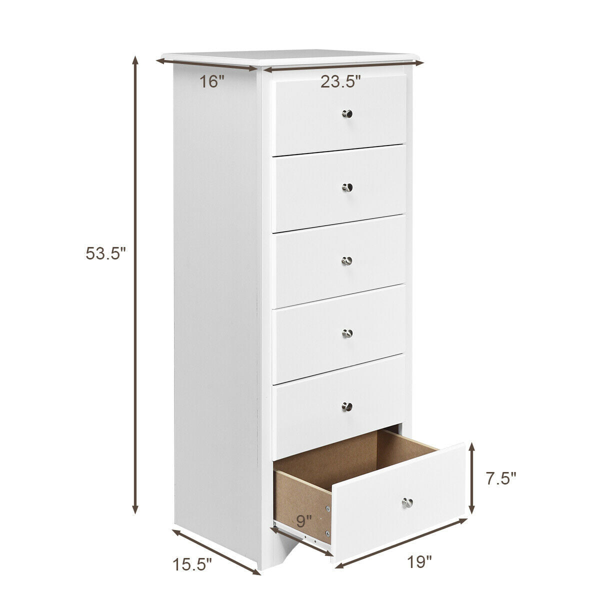 6 Drawers Chest Dresser - White