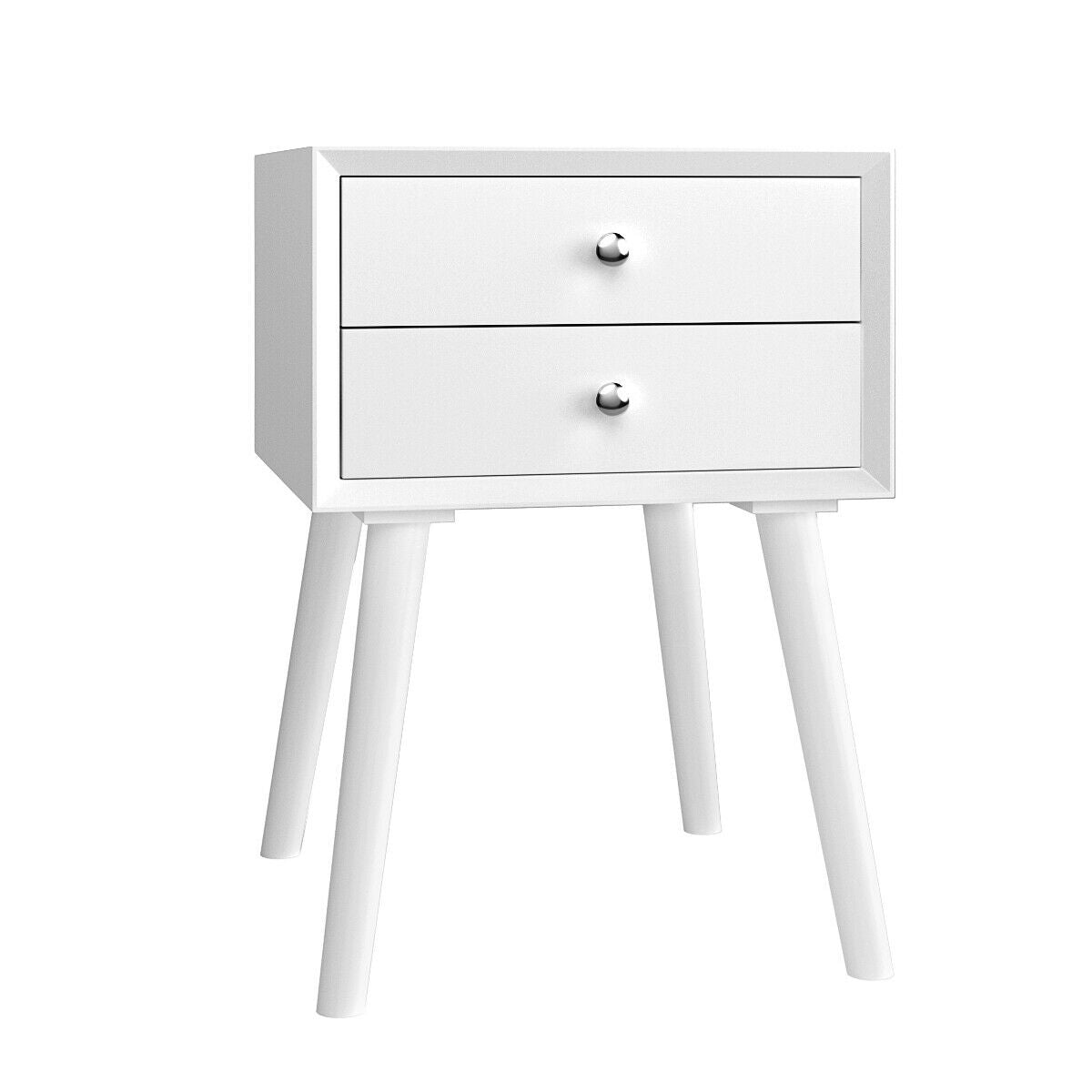 Wooden Nightstand with 2 Storage Drawers-White