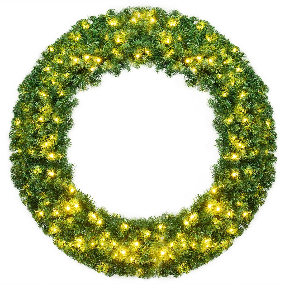 48 Inch Pre-lit Cordless Artificial Christmas Wreath by DirectDeals