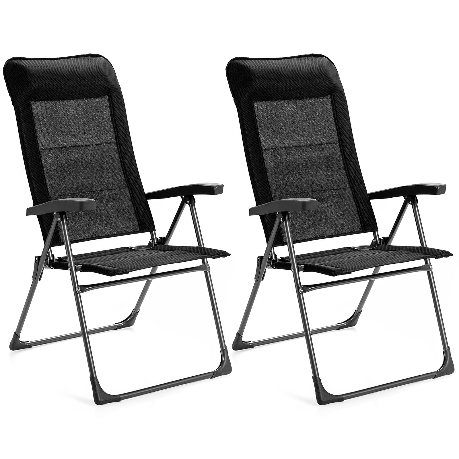 2 Pcs Portable Patio Folding Dining Chairs with -Black