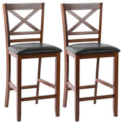 Set of 2 Bar Stools 25 Inch Counter Height Chairs with PU Leather Seat by VYSN