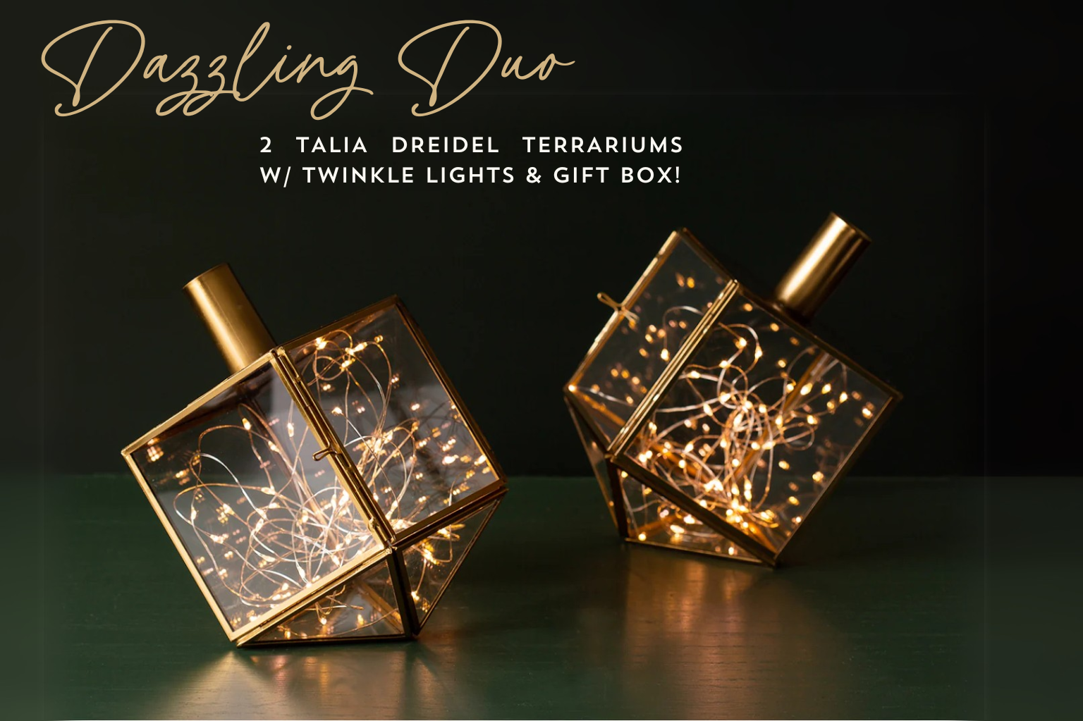 Dazzling Dreidel Duo - Holiday Decor Candle Holder