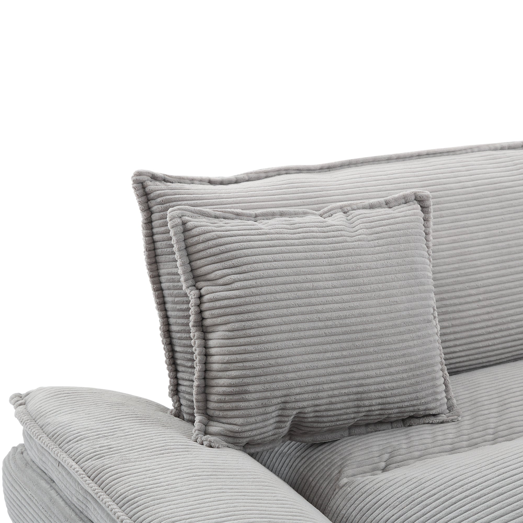 Corduroy Sofa Sleeper Couch with Pillows - Light Grey